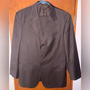 MENS Vittorio St. Angelo Brown Stripe Single Breasted 3 Button Suit Sz.36 S